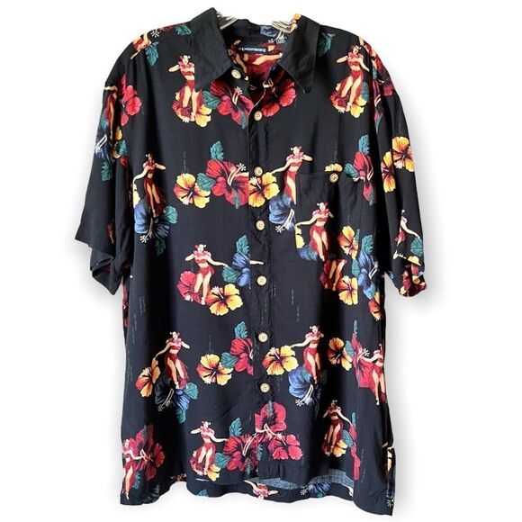 Knightsbridge Hibiscus Hula Girl Hawaiian Shirt - Picture 1 of 7